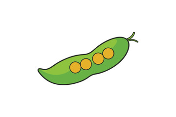 Pigeon Peas Vegetable Vector Illustration Isolated on White Background

