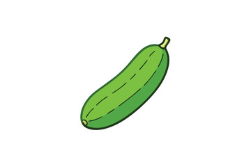 Ridge Gourd Vegetable Vector Illustration Isolated on White Background

