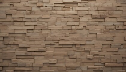 Timber Wood Wall Background with 3D Rectangular Tile Blocks in Natural Texture Render
