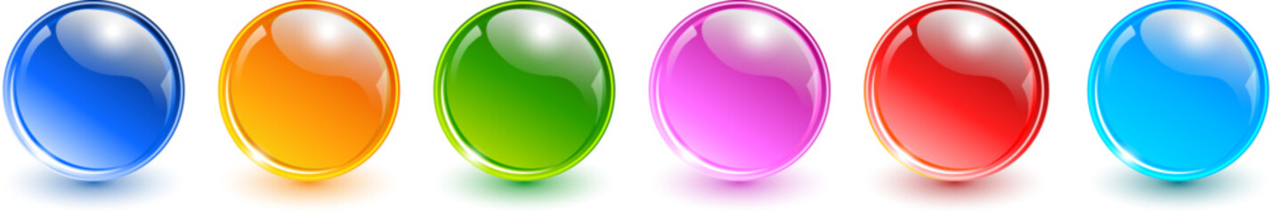 Obraz premium Colored spheres set, shiny and glossy 3D colorful glass balls collection.