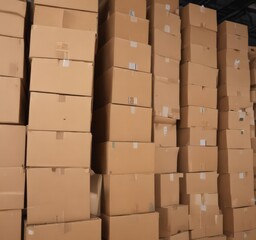Stacked used cardboard boxes ready for recycling ,  fiber,  pile