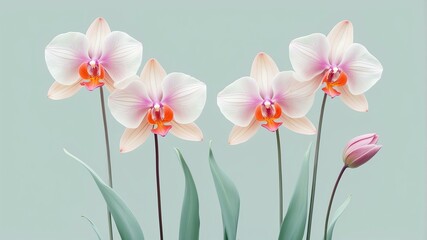 Naklejka premium Translucent flowers with delicate petals in an elegant, minimalist composition25