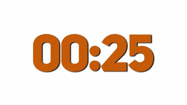 30-Second Countdown &ndash; Motion animation  orange bold  text count down on white screen background 4k HD
