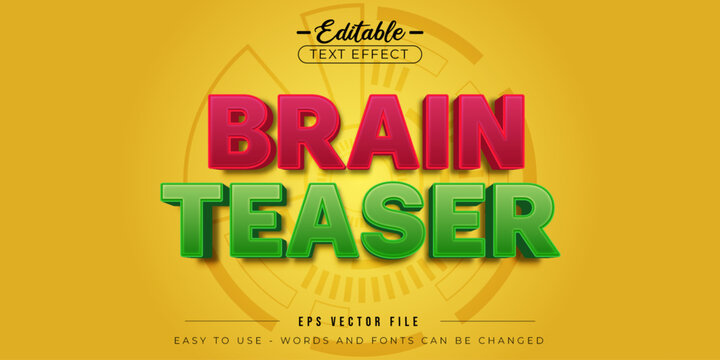 Brain teaser text style, editable text effect.