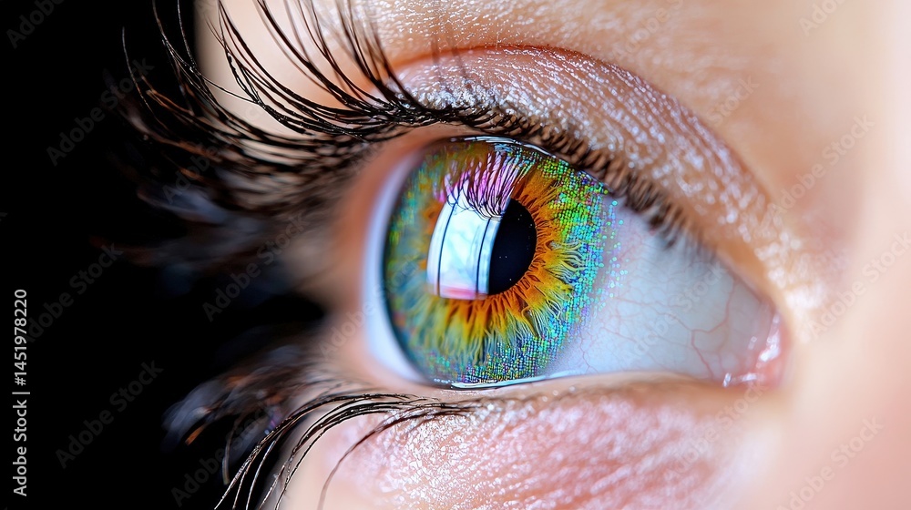 Poster intense close-up of a person's eye capturing emotion and expression with rich color and detail