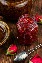 Homemade tea rose jam.