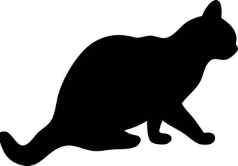 Crouching Cat Silhouette PNG – Black Cat Clipart for Sublimation, Crafts & Stickers.