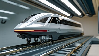 Fototapeta premium Photorealistic image of a high-speed futuristic maglev train model