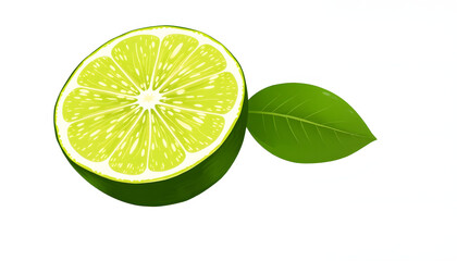 Slice of lime isolated on transparent png, pixel art. with white shades