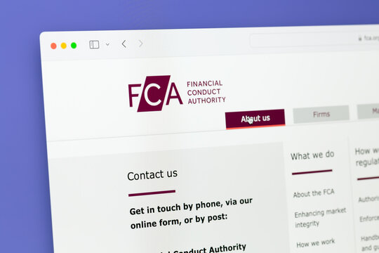 Ostersund, Sweden - May 3, 2025: FCA webpage. The Financial Conduct Authority (FCA) is a financial regulatory body in the United Kingdom