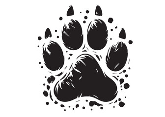 Dog footprint logo silhouette vector, dog paw print logo icon silhouette, silhouette of a dog footprint logo vector, paw print silhouette icon vector illustration design on white background.