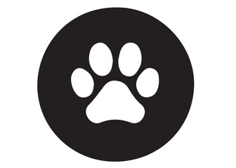 Dog footprint logo silhouette vector, dog paw print logo icon silhouette, silhouette of a dog footprint logo vector, paw print silhouette icon vector illustration design on white background.