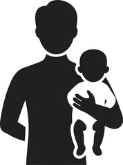 A silhouette father holding his child hand illustration vector transparent background