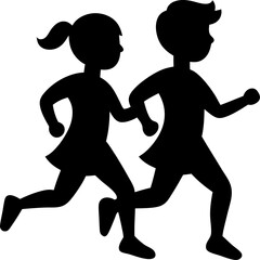 Run, running people - man and woman, low poly isolated vector sports illustration, side view. Track and field athletes