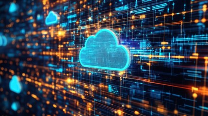 An image showcasing automated data migration tools for cloud adoption, illustrating the seamless transition of data through cloud-based platforms.