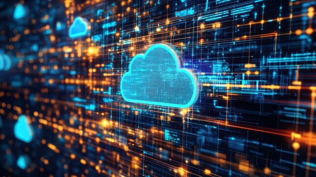 An image showcasing automated data migration tools for cloud adoption, illustrating the seamless transition of data through cloud-based platforms.