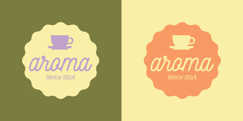 Coffee Shop Groovy Retro Logos Two Styles