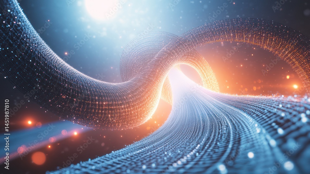 Wall mural abstract representation of a data tunnel in futuristic digital space