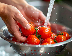 Washing Fresh Tomatoes In Kitchen