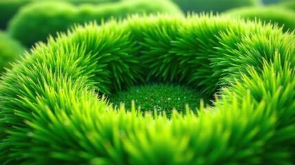 Vibrant Green Blades Form a Lush Circular Meadow, Creating a Stunning Natural Abstract Art Scene