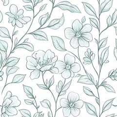 Delicate floral pattern design in light teal hues.