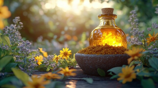 Healing elixir amongst wildflowers