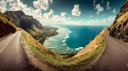 trip scene at dusk where the road glows ahead like a portal to another world