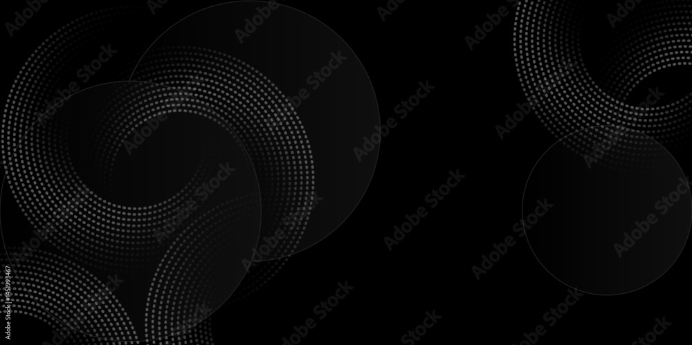 Poster minimal abstract background with circular lines and halftone dots. monochrome line art background.