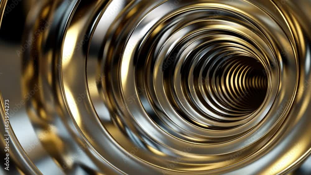 Aufkleber mesmerizing abstract design shiny metallic tunnel with spiral depth and reflective gold movement, sh