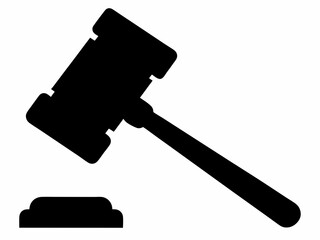 Judge hammer silhouette vector, Judge gavel icon vector illustration
