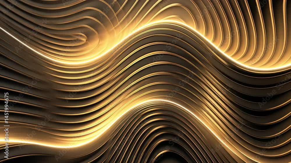 Poster elegant abstract waves modern design of gold and black texture, showcasing mesmerizing patterns and 