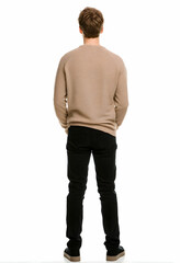 Fototapeta premium Man From the Back Wearing Sweater and Jeans