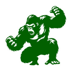 Aggressive Green Gorilla: Powerful Ape Vector Graphic