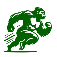 Powerful Green Gorilla Running: Dynamic Animal Vector Illustration