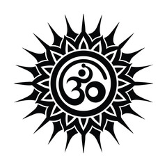 Golden Om with Radiant Outline