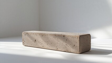Photorealistic image of a yoga brick on a white background