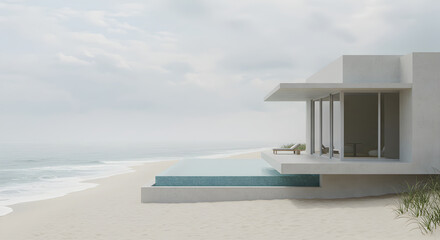 Obraz premium Serene Coastal Villa with Infinity Pool and Panoramic Ocean View