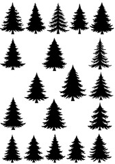 Obraz premium Black Silhouette Pine Forest: Simple Nature Art AI Generated