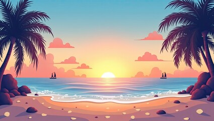 Fototapeta premium tropical beach sunset