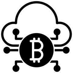 bitcoin cloud vector glyph icon
