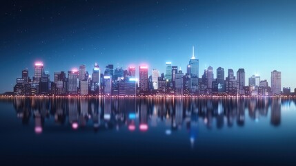 Retro Digital Night City: 8bit Urban Landscape Pixel Art Illustration Video Game Design