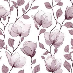 Delicate, repeating pattern of translucent flowers and leaves.