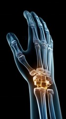 Fascinating medical X-ray visualization of hand bones with highlighted wrist area