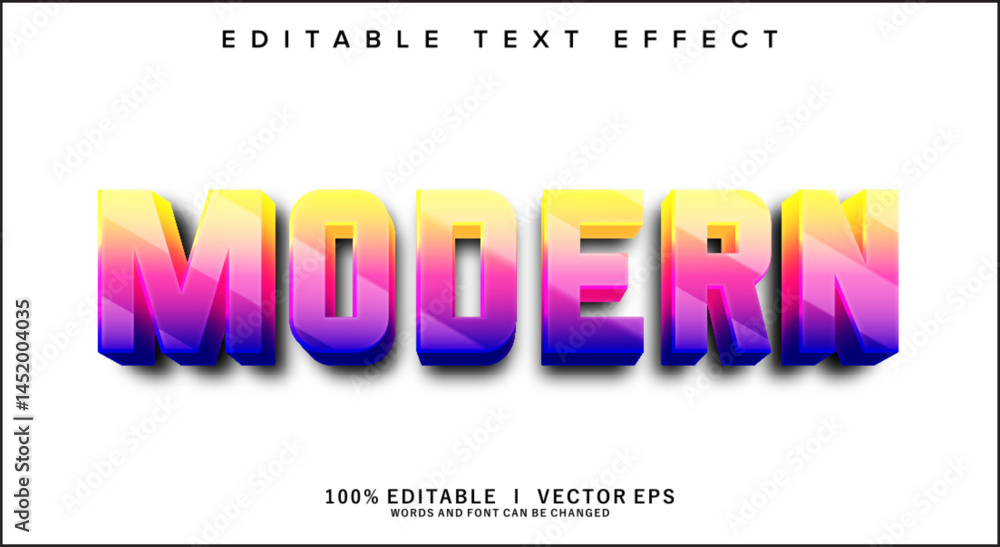 Poster modern 3d vector text effect with modern style design