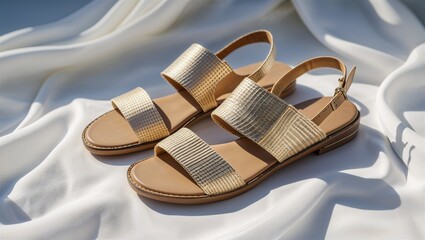 Photorealistic image of a summer sandals isolated in studio lighting