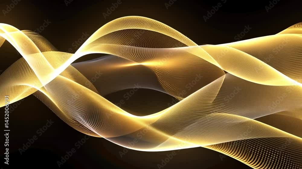 Poster abstract golden waves mesmerizing flow of smooth curves and intricate patterns against dark backgrou