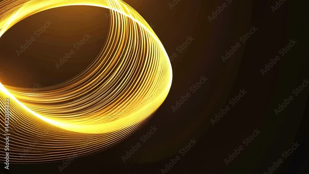 Poster golden light trails swirl in abstract design against dark background, creating mesmerizing motion th
