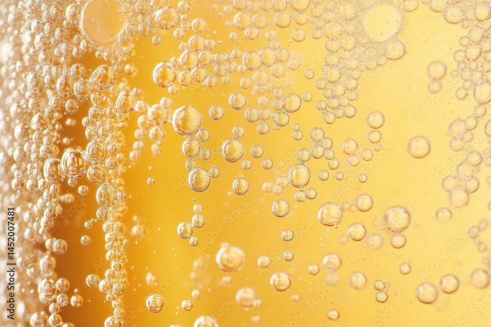 Aufkleber golden bubbles rising in a sparkling beverage creating a refreshing texture