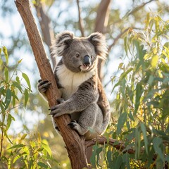 Obraz premium An Image of koala in the wild on sunny evening. International Wild Koala Day is celebrated in May