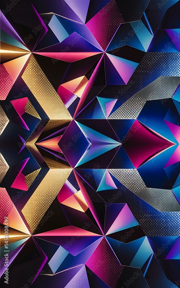 Poster abstract background with black realistic triangles futuristic space vector illustration